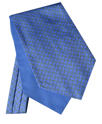 Fine Silk Neat Gold Knotts Design Cravat in Sky Blue